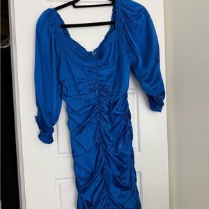 DO+BE Royal Blue Ruched Long Sleeve Dress